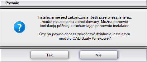 2. Instalacja Modułu Szaf Wnękowych Instalacja Modułu Szaf Wnękowych może przebiegać na dwa sposoby. U nowych klientów zachodzi podczas instalowania programów CAD Decor, CAD Kuchnie i CAD Decor PRO.