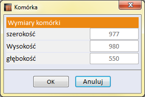 Uwaga! Klikając dwukrotnie na strzałkę, wywołuje się okienko Wymiary komórki w lewym górnym rogu okna podglądu, w którym można precyzyjnie ustalić wartość przesunięcia.