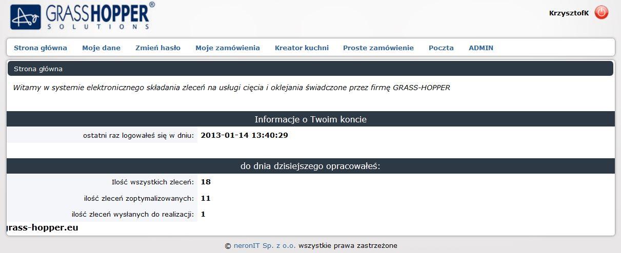 Strona9 a następnie podać LOGIN oraz HASŁO. Po zalogowaniu zobaczymy Informacje o Koncie użytkownika (rysunek 5).