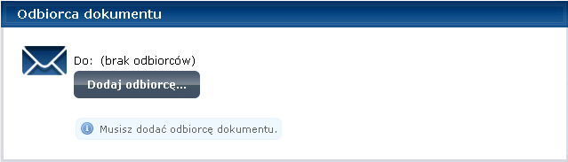 Rysunek 100 Pokaż adres skrytki Rysunek 101 Ukryj adres skrytki Krok 1 W przypadku, kiedy użytkownik chce zmienić Odbiorcę dokumentu należy kliknąć link zmień odbiorcę (Rysunek 101), a następnie