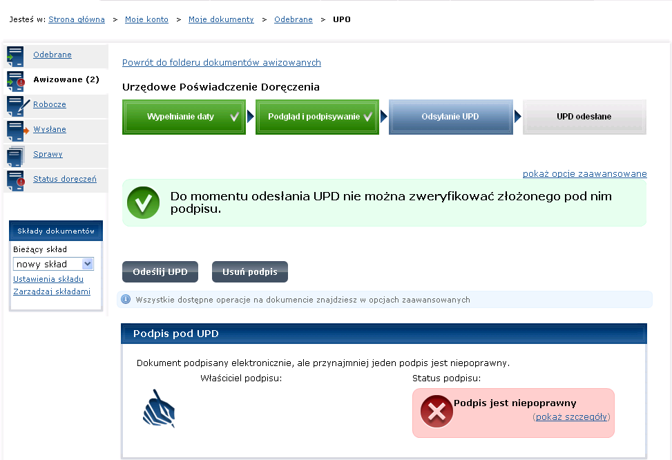 W oknie wyboru certyfikatu należy wybrać certyfikat i nacisnąć (Rysunek 138) dokument zostanie podpisany.