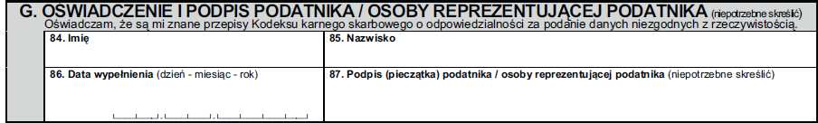 Jeżeli pojazdy były naszą własnością przez cały rok, sprawa jest prosta kwotę podatku dzielimy na dwa i wynik wpisujemy w pola 81 i 82. Jeżeli wynik przewiduje ułamek nie wpisujemy cyfry po przecinku.