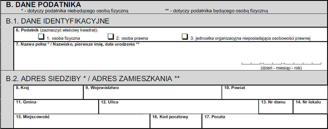 INSTRUKCJA WYPEŁNIANIA DEKLARACJI NA PODATEK OD ŚRODKÓW TRANSPORTOWYCH PROSZĘ WYPEŁNIĆ KOMPUTEROWO LUB RĘCZNIE, DUŻYMI, DRUKOWANYMI LITERAMI. 1.