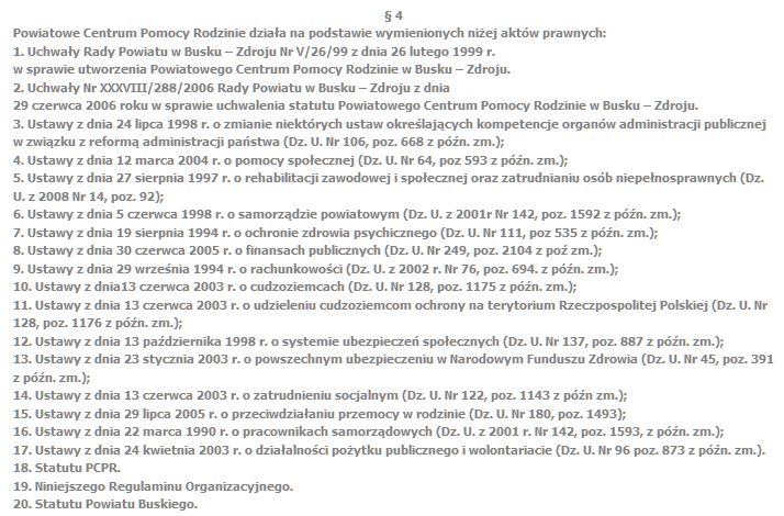 Podstawy prawne działalności PCPR - przykład