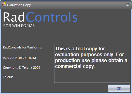 Rysunek 1 Okno informujące o wersji testowej kontrolek 2.3.4 TortoiseSVN TortoiseSVN jest programem do kontroli źródła, wersji, edycji pliku dla systemów Windows.