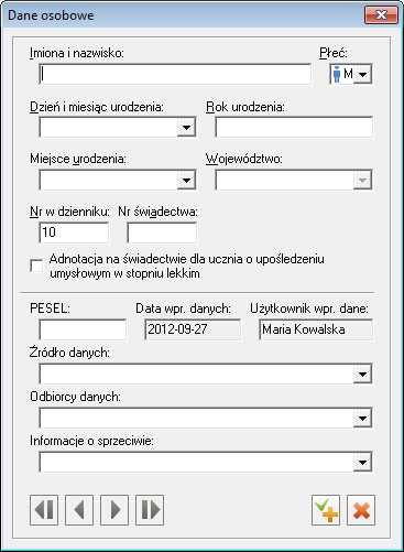 12 Materiały dla użytkownika Rysunek 9. Okno programu Świadectwa Optivum, karta Osoby po imporcie danych Ćwiczenie 6. Dopisywanie ucznia do listy 1. Przejdź na kartę Osoby. 2.