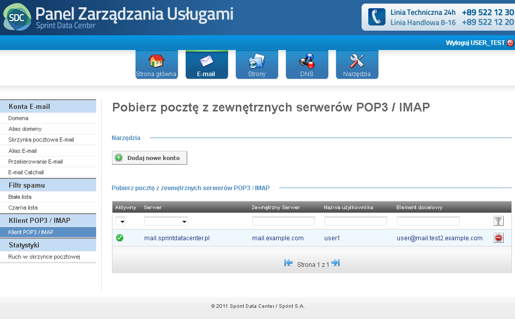 Pole Element docelowy umożliwia wybranie z listy rozwijalne adres e-mail, na który ma być dostarczona wiadomość.