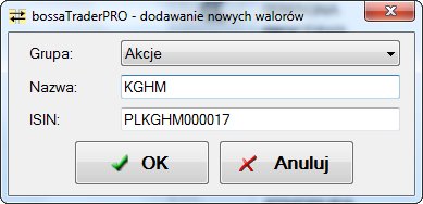 Ze względu na to, iż do obsługi zleceń, konieczne są bieżące notowania, zablokowanego waloru nie można przenieść z listy wybrane walory.