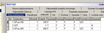 sprzedaży, zakupach. Rysunek 5-5 Jednostka miary. Nr - kolejny numer jednostki dla danego produktu (musi być unikalny), Nazwa jednostki - należy używać powszechnie stosowanych skrótów ( kg, ml, op.