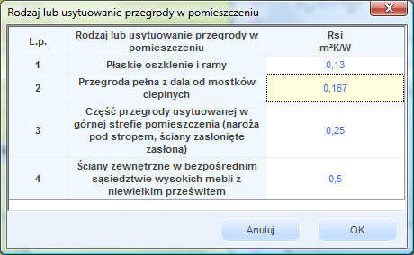 21 do obliczeń Projektowanej Char. Energetycznej Rysunek 14. Dane wejściowe do obliczeń temperatury, wykroplenia i oceny przegrody. Rysunek 15.