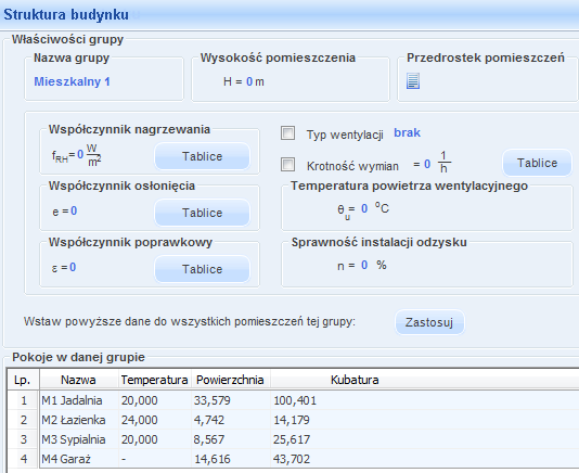 30 Rysunek 29. Podstawowe dane kondygnacji Poddasze budynku. Uwaga!