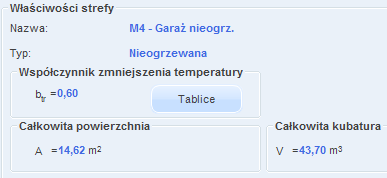 48 STREFY NIEOGRZEWANE C. M4 - Garaż nieogrz. - strefa nieogrzewana: 1. Na podstawie rysunku 63 ustaw parametry strefy M4 - garaż nieogrz. Rysunek 63.