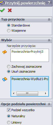 Zmieniają się tylko elementy docinany