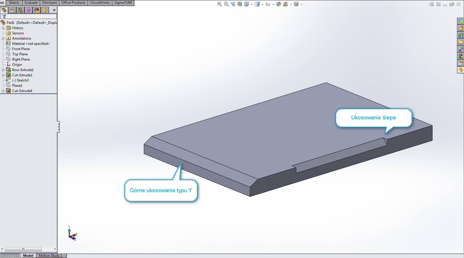 Ślepe ukosowanie -import modelu 3D. Program SigmaNEST, obsługujący niemal każdy proces cięcia blach, wyposażony jest w funkcjonalności dedykowane procesom ukosowania.