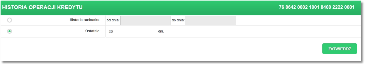 Rozdział 8 Kredyty Informacje dostępne w tym oknie to: Numer rachunku - numer konta kredytu (kapitału) Nazwa produktu - nazwa rodzaju kredytu Posiadacz rachunku - imię i nazwisko posiadacza rachunku