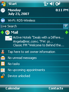 4. Można wybrać, czy usługa Windows Live ma pojawiać się na ekranie Today. Domyślnie opcja ta jest zaznaczona. Dotknąć przycisku Next, aby kontynuować. 5.