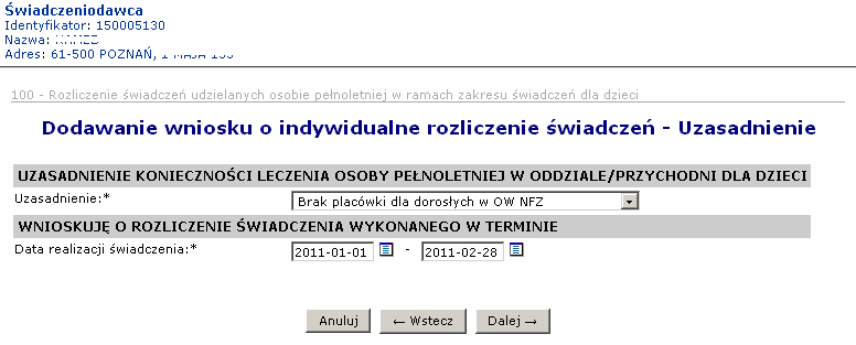 Komunikaty ostrzeżenia W przypadku, gdy świadczeniodawca nie poda żadnego rozpoznania współistniejącego, system wyświetli komunikat: Nie wprowadzono rozpoznania współistniejącego.