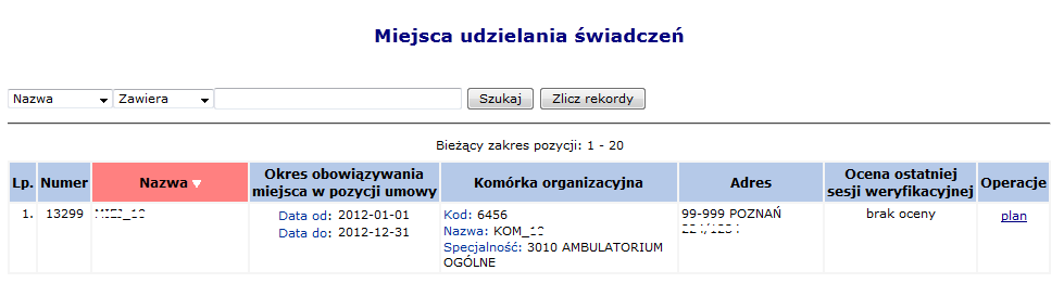 POZ, obowiązujące w danym roku po stronie OW NFZ.