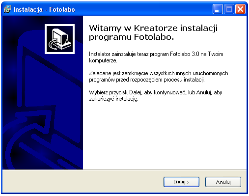 Instalacja i użytkowanie programu Fotolabo 3.0 Pobieranie i instalacja Pobierz program klikając w ikonę z menu po lewej na http://www.fotolabo.pl. Rozpocznie się pobieranie pliku fotolabo.