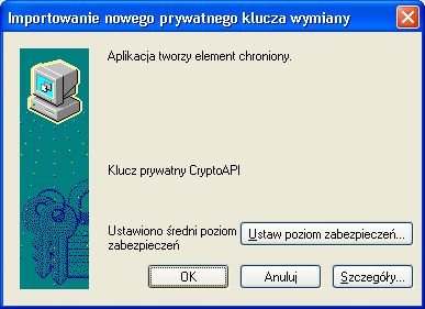 Rysunek 21: Wybór certyfikatu osobistego z listy Przyciskamy Otwórz, po czym ponownie znajdziemy się w oknie Import/eksport identyfikatora cyfrowego.