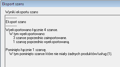 6 6 Podręcznik użytkownika Symfonia ACT! Integrator Rys. 6-4 Przycisk eksportu szansy. Przed eksportem należy określić, które szanse mają być pominięte: Rys. 6-5 Parametry eksportu szans.