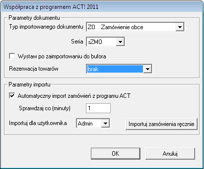 Współpraca ACT! Symfonia 6 7 Wyeksportowane szanse trafiają do bufora dokumentów sprzedaży programu Handel w postaci z a- mówień obcych.