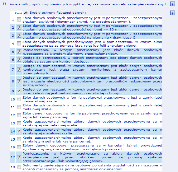 Rys. 2. Opis środków technicznych i organizacyjnych cześć E pkt. 15 a-c. Pkt.