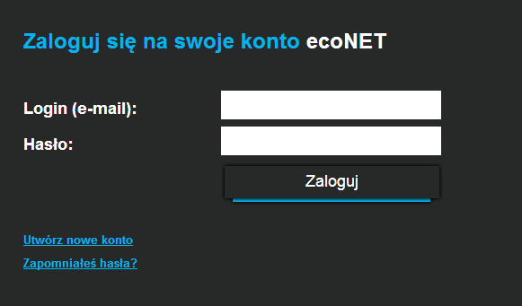 OBSŁUGA LOGOWANIE DO KONTA econet Moduł internetowy econet300 współpracuje z serwerem zewnętrznym dostępnym pod adresem www.econet24.