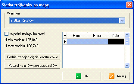 po wciśnięciu ikony Rysunek Rys. 4.5.15 (rys. 4.5.9 ) i wybraniu w rozwijalnym menu opcji Model oraz wskazaniu modelu (rys. 4.5.16) ukazuje się okno trójwymiarowej wizualizacji i animacji wybranego modelu terenu (rys.