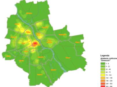 Najczęściej strażnicy interweniowali na terenie dzielnic Śródmieście, Żoliborz, Praga Pn., Bielany oraz Wola.