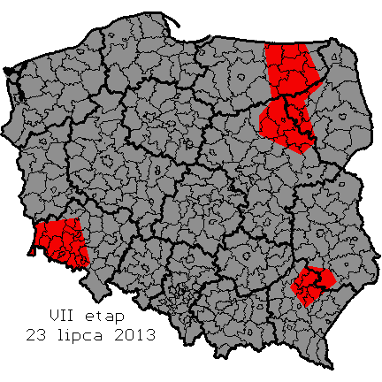 źródło: UKE Legenda: obszary objęte zrealizowanymi etapami 1-6 obszary objęte 7 etapem wyłączeń (23 lipca 2013 r.