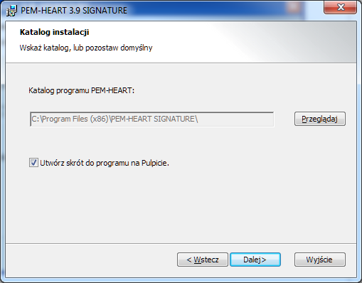 W następnym oknie ustalany jest katalog instalacyjny oprogramowania.