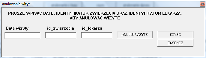 Panel wyświetlania leków na daną chorobę Panel anulowania