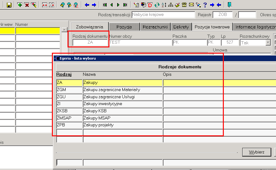 Ois: Formatka otwiera się domyślnie na nowym dokumencie faktury zakuowej w stanie edycji. 2.