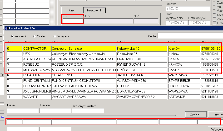 Ois: faktury, Data wływu data kiedy faktura włynęła, Data oeracji uzuełniana rzez Księgowość; domyślnie odowiada się data bieżąca Księgowanie uzuełniana rzez Księgowość; domyślnie odowiada się data