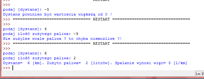 Program ma więc wyświetlad użytkownikowi komunikat o błędnie wprowadzonych danych, gdy któraś z podanych wartości jest