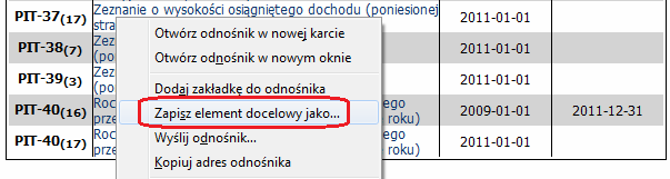 (1.1) PRZEGLĄDARKI INTERNETOWE - Zapisywanie formularzy Przed wypełnieniem formularza interaktywnego, zalecane jest jego wcześniejsze zapisanie jako plik PDF na dysku twardym komputera: przy użyciu