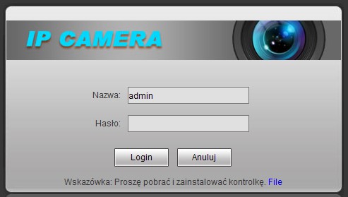 połączyć się z kamerą. Wyświetli się okno logowania (Rys.