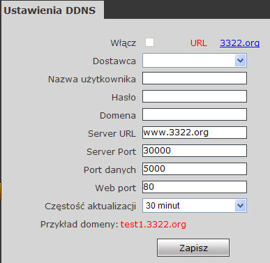 [Serwer URL]: Adres serwera FTP (IP lub HTTP). [Serwer port]: Port serwera FTP (domyślnie 21). [FTP katalog]: Ścieżka do zdalnego serwera.