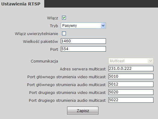 5.2.3.8 Ustawienia VPN Ustawienia wirtualnej sieci prywatnej pokazane są na Rys 25. Rys 25 - Ustawienia VPN [Włącz]: Włącz lub wyłącz funkcję VPN. [Server URL]: Adres IP lub domena serwera VPN.