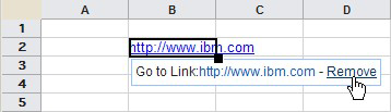 Procedura 1. Kliknij komórkę i wpisz adres URL, do którego odsyłacz ma znajdować się w tej komórce (na przykład http://www.ibm.com). 2. Naciśnij klawisz Enter. 3.