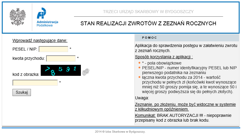 Wpisać użyty w zeznaniu identyfikator