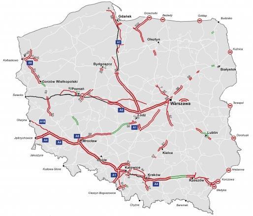 SIEĆ DRÓG W RAMACH SYSTEMU viatoll po 30 czerwca 2015 Ok. 3150 km dróg płatnych A4: Tarnów Północ -- Dębica Wschód; S3 Gorzów Wlkp.