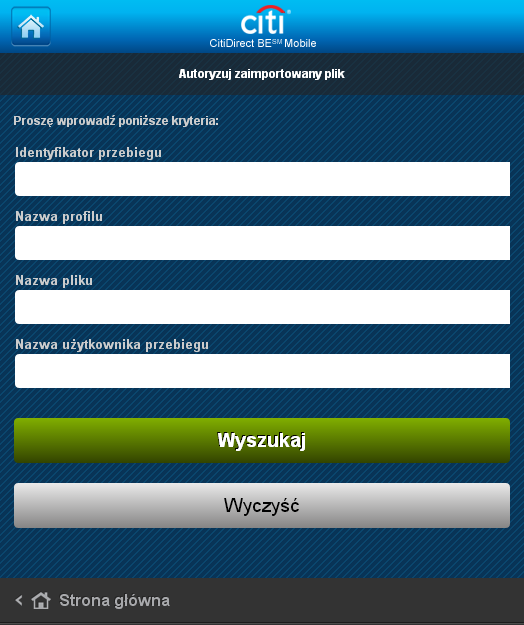 5. Autoryzacja Zaimportowanego Pliku 13 CitiDirect Mobile umożliwia również autoryzację zaimportowanego wcześniej w serwisie stacjonarnym pliku z płatnościami.