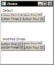 Z-Index Wykład 8-39 Domyślnie wszystkie kontrolki mają wartość 0 zdefiniowaną dla właściwości ZIndex <StackPanel> <Label>Default</Label> <WrapPanel> <Button Margin='-5'>Button One [0]</Button>