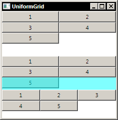 Wykład 8-44 UniformGrid UniformGrid to układ tabelaryczny, w którym każda komórka jest takiego samego rozmiaru Elementy potomne są przypisywane do kolejnych komórek Liczbę kolumn lub wierszy można