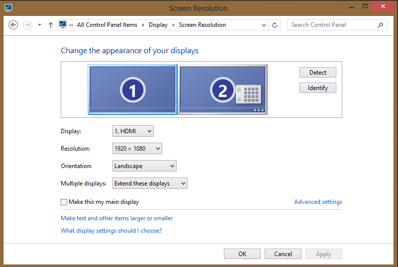 EKRAN GŁÓWNY 8.4.2. Zmiana rozdzielczości ekranu Aby zmienić rozdzielczość ekranu należy z menu ustawień systemowych wybrać opcję panel sterowania.