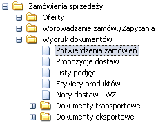 Wydruk potwierdzenia zamówienia sprzedaży Ścieżka: Zamówienia Sprzedaży Wydruk Dokumentów Potwierdzenia Zamówieo W oknie Nr Zamówienia (1) należy wybrad zamówienie wygenerowane dla odpowiedniego