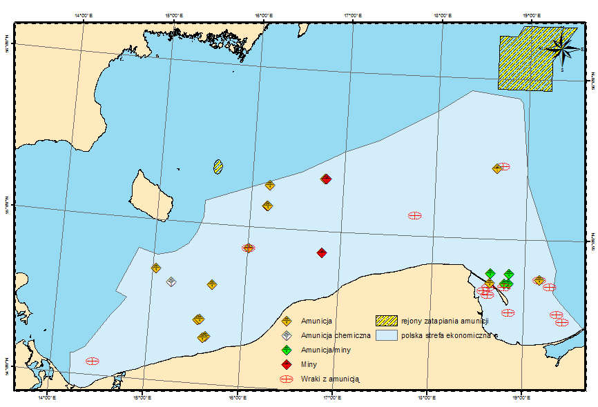 102 Rys. 1.2.36. Rozmieszczenie amunicji konwencjonalnej i wraków z amunicją oraz miejsca skażenia bojowymi środkami trującymi w polskiej strefie ekonomicznej Bałtyku [oprac.