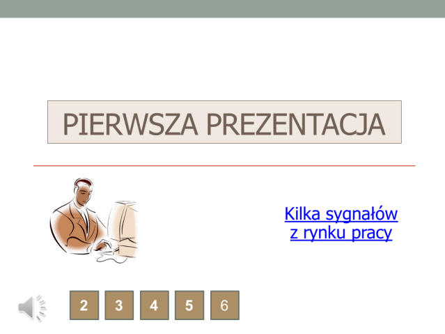 Rysunek 28. Definiowanie hiperłącza do slajdu 4. Wpisz na przycisku numer slajdu (tu: 2). 5. Powtórz powyższe czynności, aby zdefiniować kolejne przyciski.